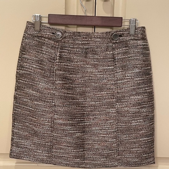 LOFT Brown with Hints of Beige & Coral, Shimmery, Fully Lined, Zip Sz 4 - Picture 2 of 12